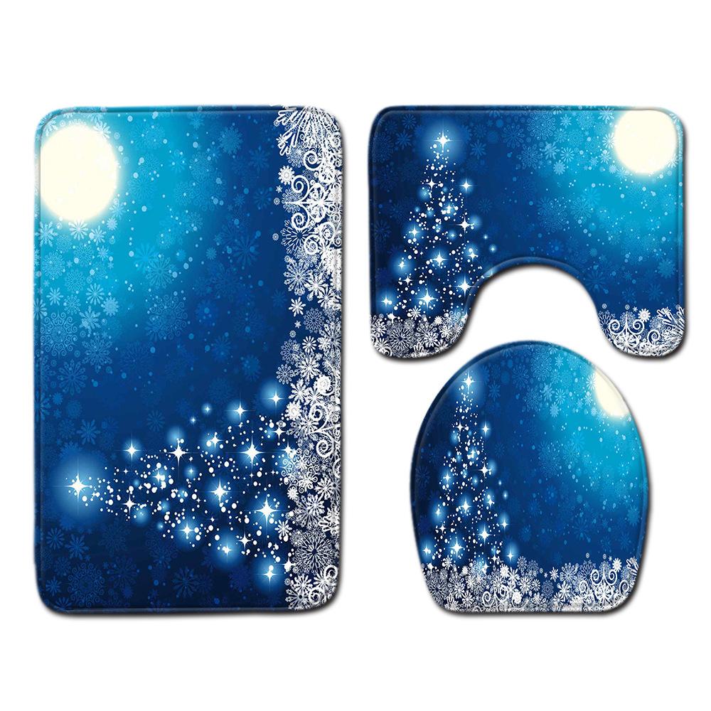 Christmas Bathroom Floor Mat Toilet Three-Piece Set