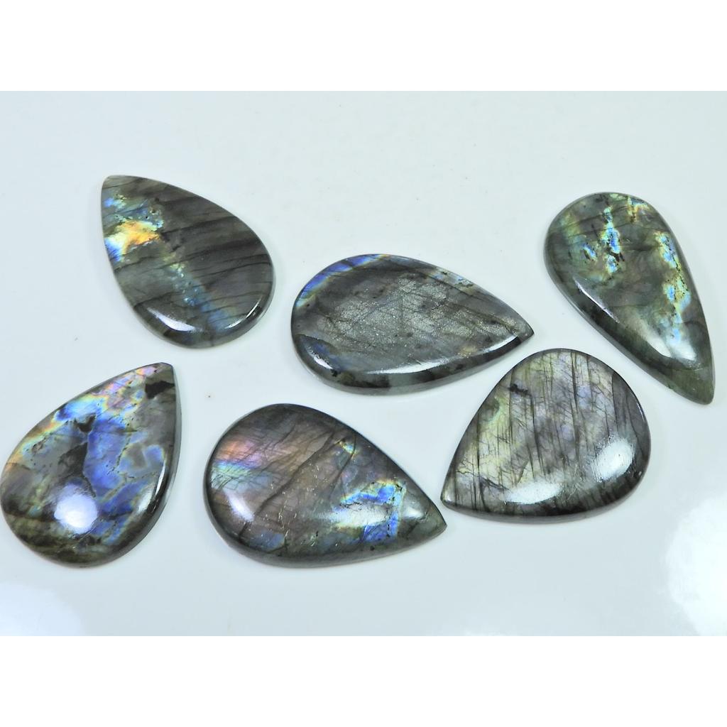 290Cts. Natural Purple Labradorite Spectrolite Pear Loose Gemstone 6Pcs Lot LL-1176