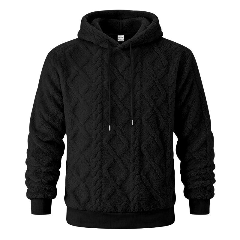 Autumn Winter Men High Street Casual Double-Sided Velvet Hooded Hoodies Sports Style Trend Pullover Sweatshirts