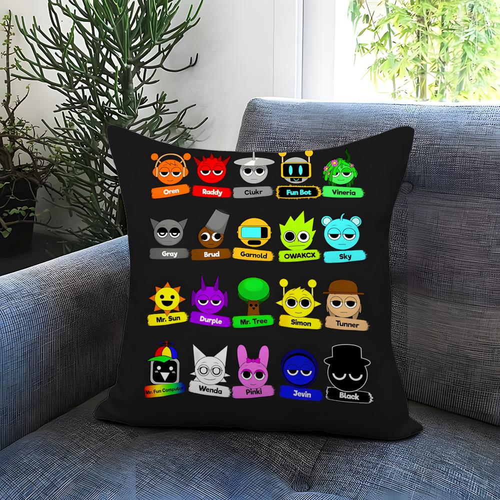 Popular Game Character Sprunki Cushion Cover Comfortable Reversible Pillow Cover Ideal for Car Sofa Bedroom Beyond