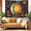 Wegklazax Abstract Sun and Moon Floral Tapestry, Bohemian Hippie Cosmic Wall Art for Room Decor, Artistic Nature Home Decor