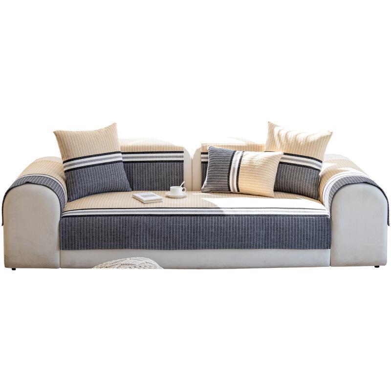 Cotton and Linen Modern Simple Sofa Cushion Sofa Towel Cover Cloth Cover Cover All-Inclusive Non-Slip Four Seasons Universal Cushion Thickened