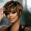 Hot-selling Fluffy Short Broken Hair Wig Female Slanted Bangs Elf Short Hair Chemical Fiber Wig Breathable Intranet
