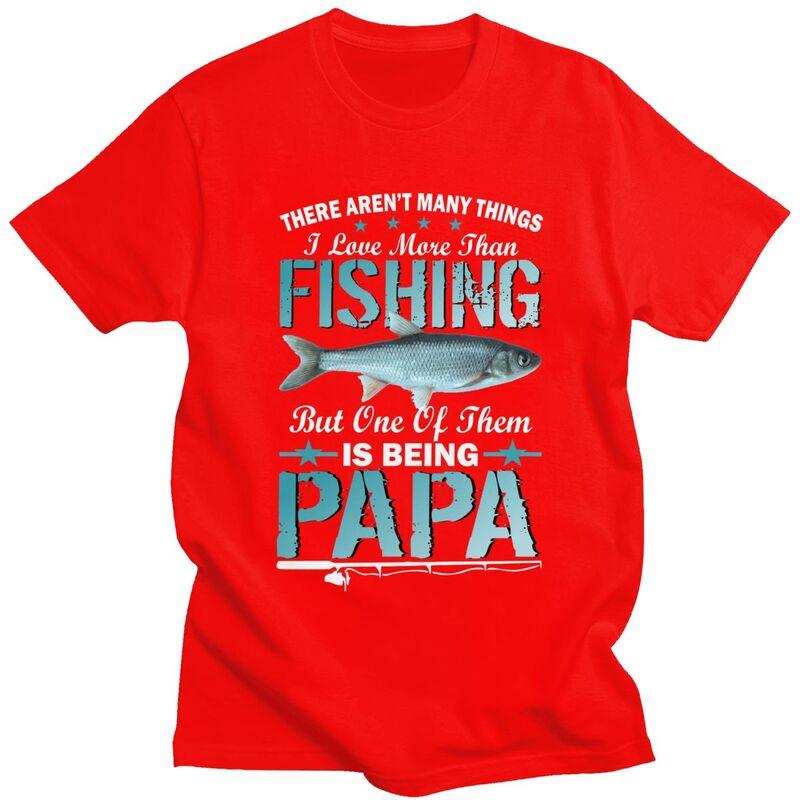 Custom Male Fishing Papa T Shirt Short Sleeves Cotton Tshirt Tshirt Casual Dad Fathers Gift Tees Slim Fit Clothing