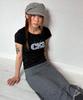 CHICKS Dot Star Bold Logo Slim Fit Short Sleeve T-Shirt Black