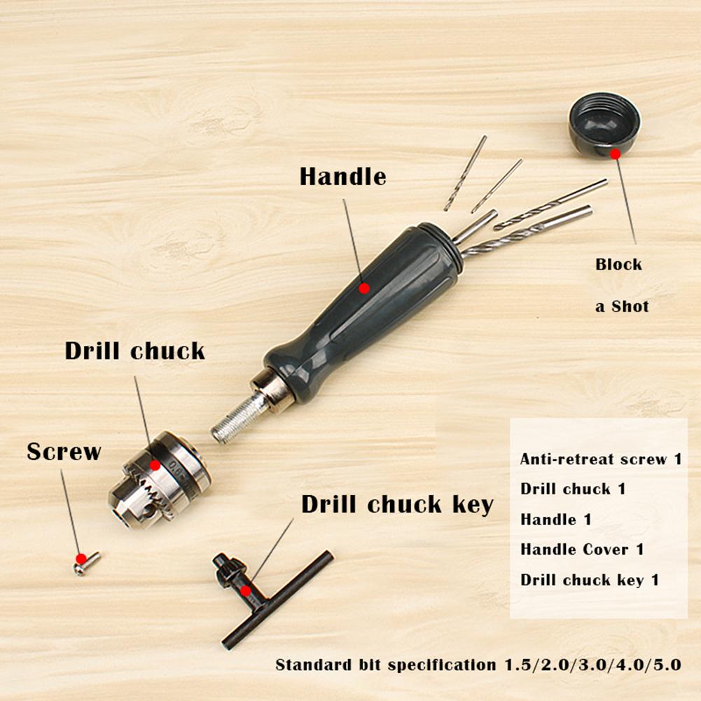 Micro Motor Drill Chucks with 1.5/2.0/3.0/4.0/5.0mm Bits Mounted Drill Chuck Range 0.6-6mm Hand Twist Drill DIY Tool