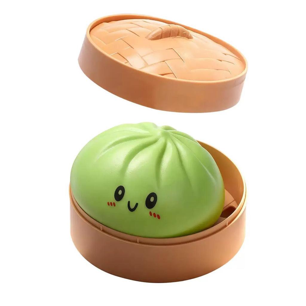 Colorful Dumpling Squishy Stress Relief Balls with Steamer Reusable Rebound Squeeze Reliever Toys Dough Ball  Home Office Gifts