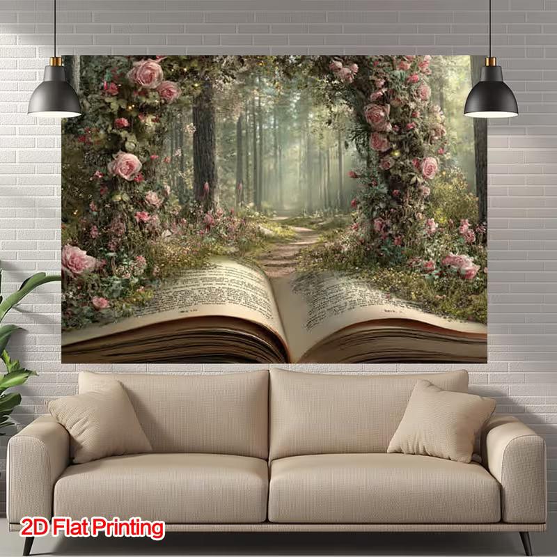 2D Magical Storybook Forest Backdrop Enchanted Rose Path Photography Background Cloth
