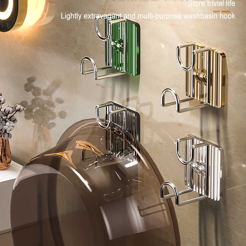 Self-adhesive Hook Washbasin Hooks Bathroom Storage Rack Luxury Organizer Bath Ball Towel Holder Hanger 2 Buckle