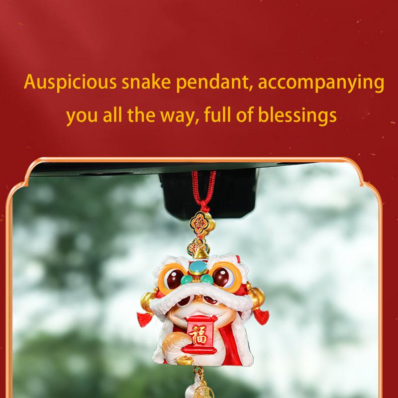 Year Of The Snake 2025 Decorations Rear View Mirrors Pendant Snake Lucky Charm Decorative Pendant With Tassels Beads For Home