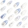 24 Pieces 3D Bow French Wearing Nail New Y2k Silver Star Flash Diamond Human Fish Bead Nail Art Piece