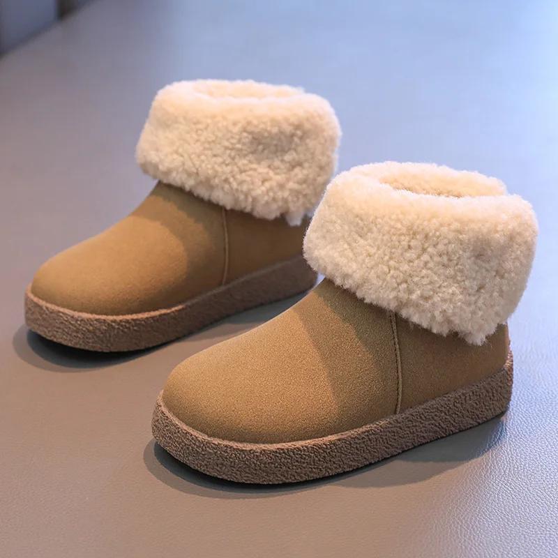 

Новые детские зимние ботинки, милые теплые модные ботильоны для девочек, универсальные зимние ботинки принцессы с толстой подошвой, повседневные хлопковые ботинки для детей 26 хаки