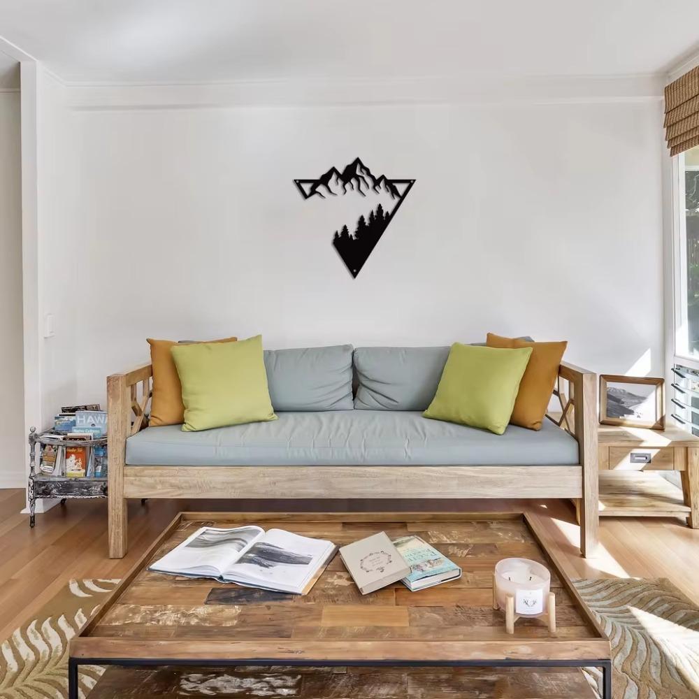 Mountain Scene Metal Wall Art: Modern Decor for Bedroom, Living Room; Beautiful Home and Office Wall Decoration