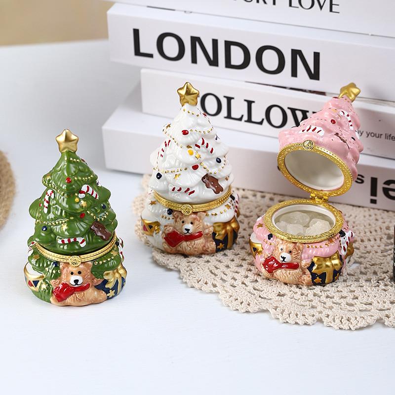 Bear Holiday Resin Christmas Tree Ornament With Creative Gift Jewelry Decor Box