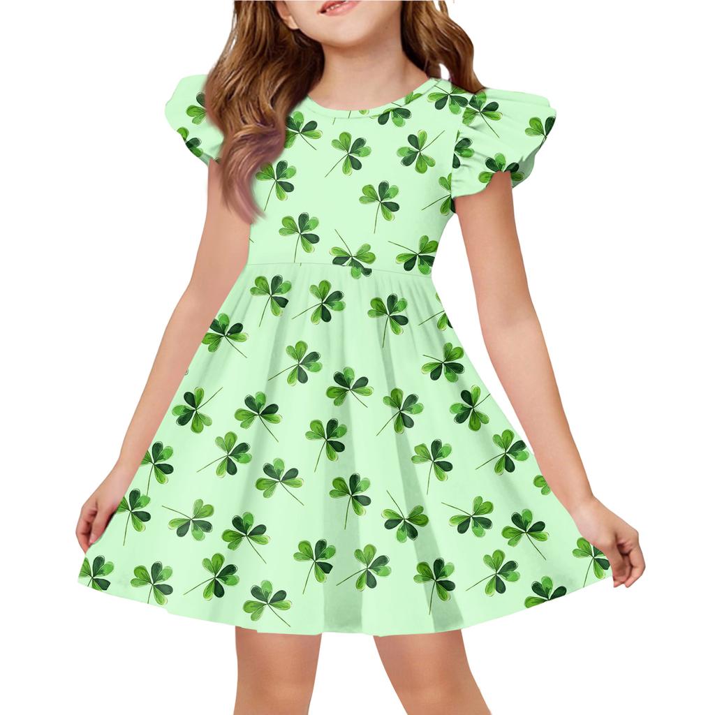Girls' Summer Princess Dress - A-Line T-Shirt Dress St. Patrick's Day