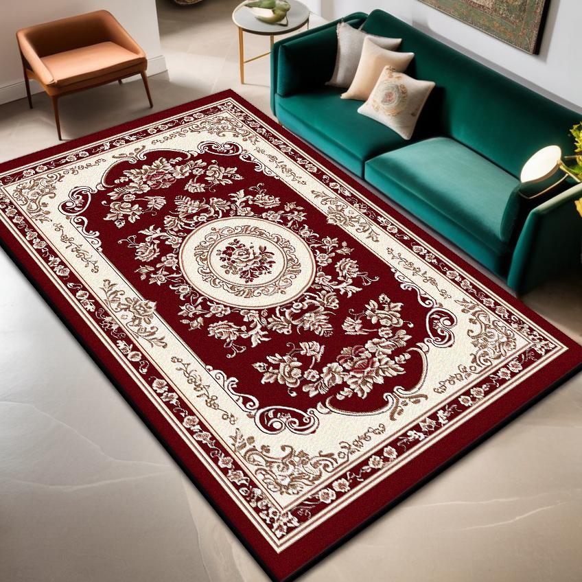 Böhmischer Teppich Wohnzimmer Heimdekoration Luxus Rutschfest Große Raumteppiche Blumendesign Leicht zu Reinigen Couchtischmatte Weich