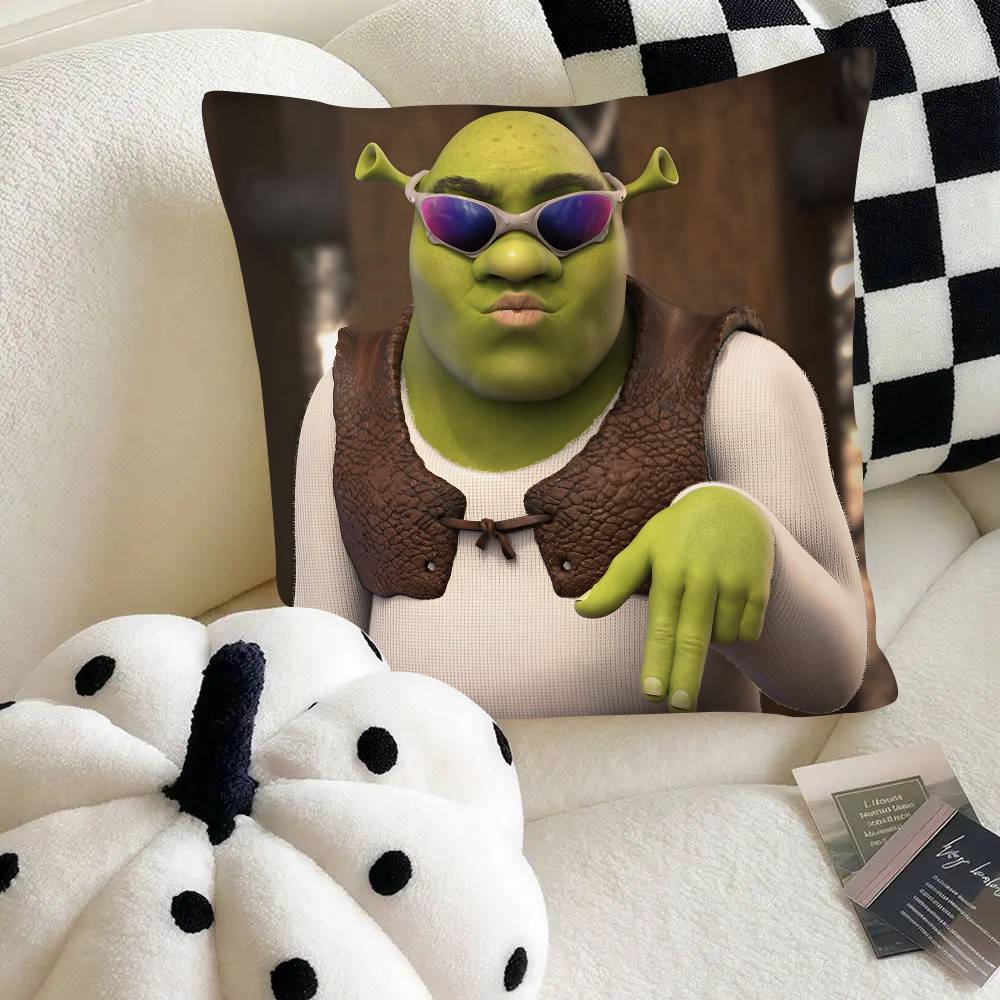 

Funny S-ShrekS Cartoon Pillow Case Fashion Square Pillowcase Bedroom Sofa Room Ins Decoration Leisure 16x16Inch
