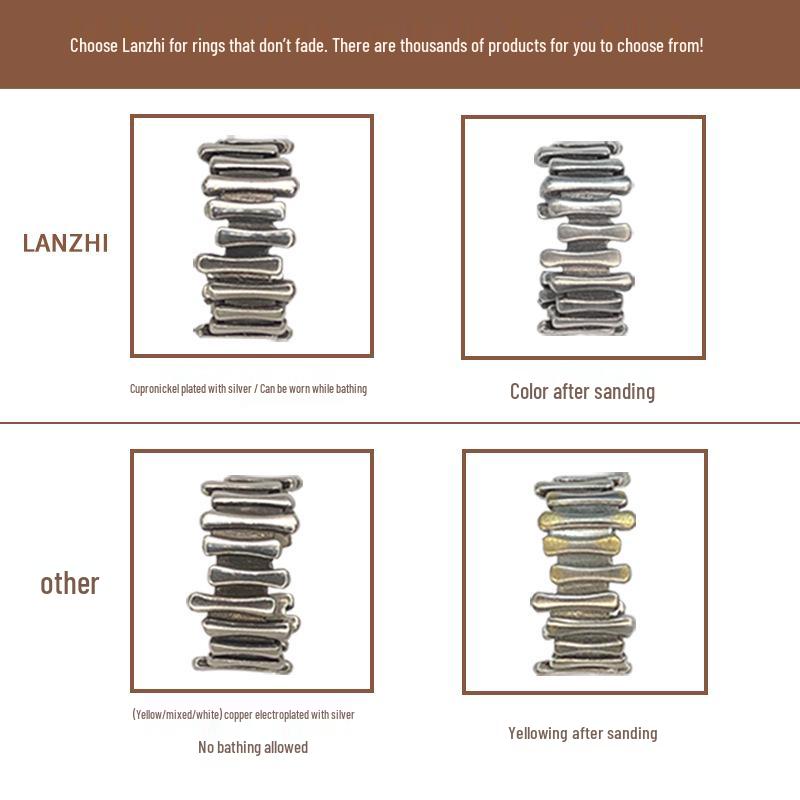 Lan Zhi 924 Sterlingsilber Buchstaben-Design Offener Ring - Nicht verblassend, Modisch und Einzigartig