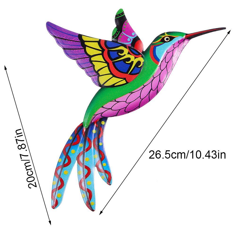 Metal Hummingbird Bird Wall Hanging Artwork Colorful Bird Art Crafts Living Room Ornament Outdoor Garden Decoration