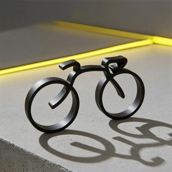 2 Stück 3D-gedruckte abstrakte Fahrradfigur Minimalistische moderne Fahrradstatue Skulptur Heim-Büro Bücherregal Schreibtischdekoration
