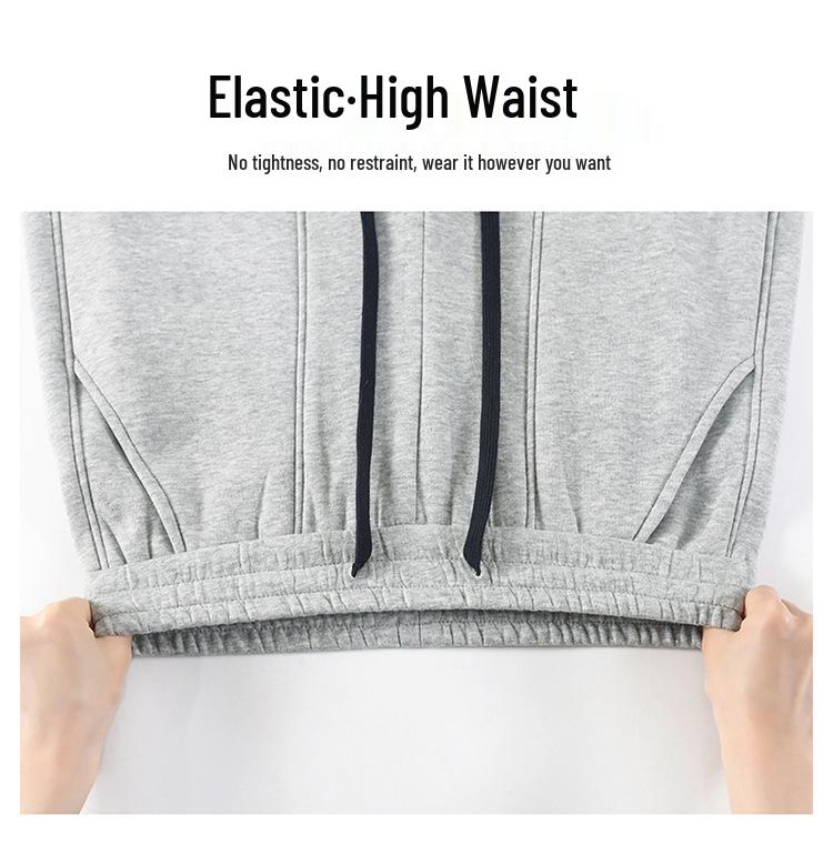 Women's Plus Velvet Wide-Leg Pants, Casual High School Sports Sweatpants, Thickened for Autumn/Winter