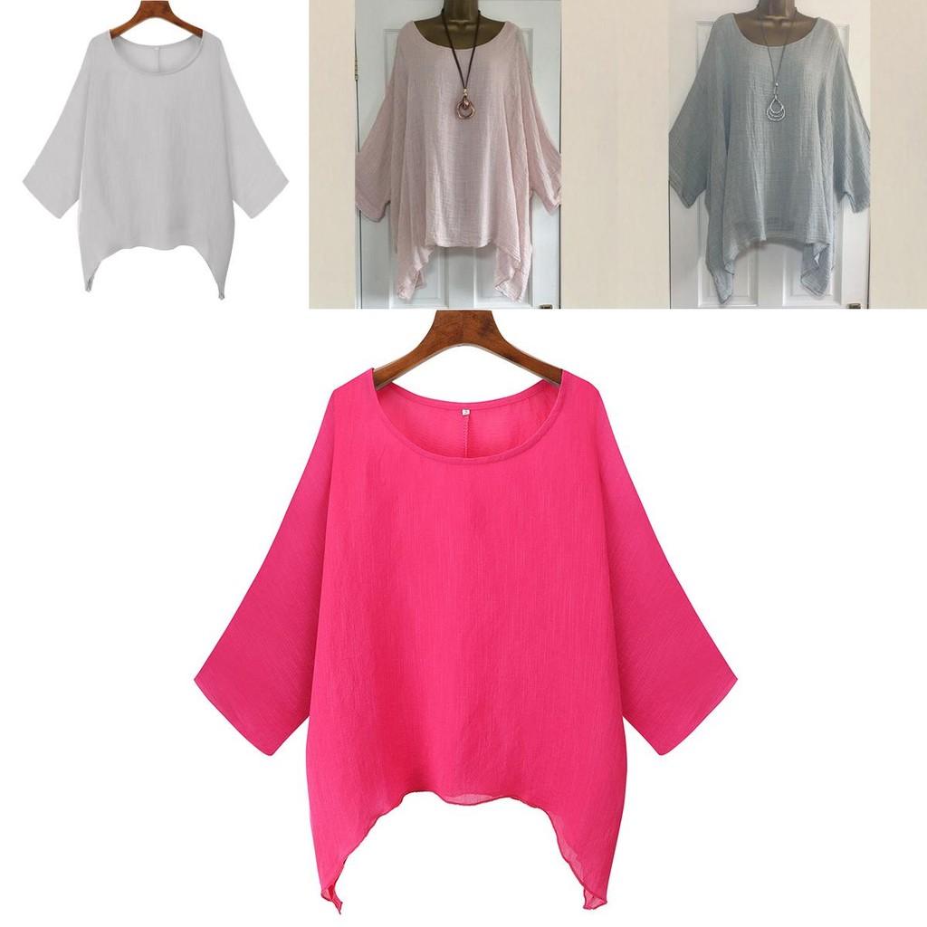 Stylish Plus Size Women's Loose-fit Kaftan Blouse With 3/4 Sleeves For Summer Outings