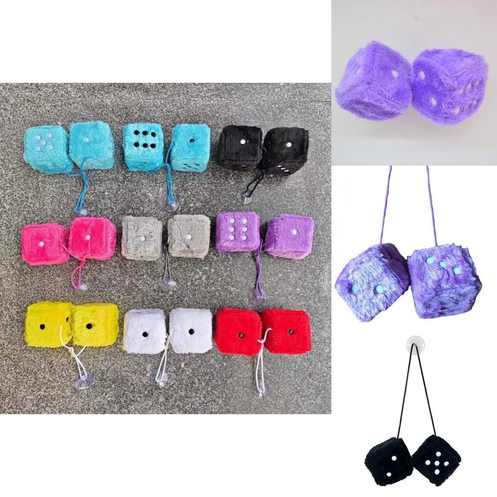 Fluffy Plush Dice Pendant Perfect For Car Interior Festival Decor