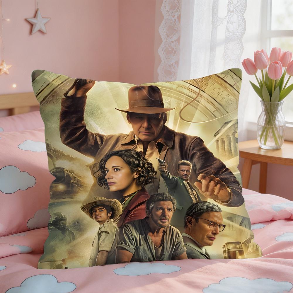 Movie IIndiana JJones Cushion Cover Square Short Plush Pillow Case Living Room Sofa Home Decor Funda X
