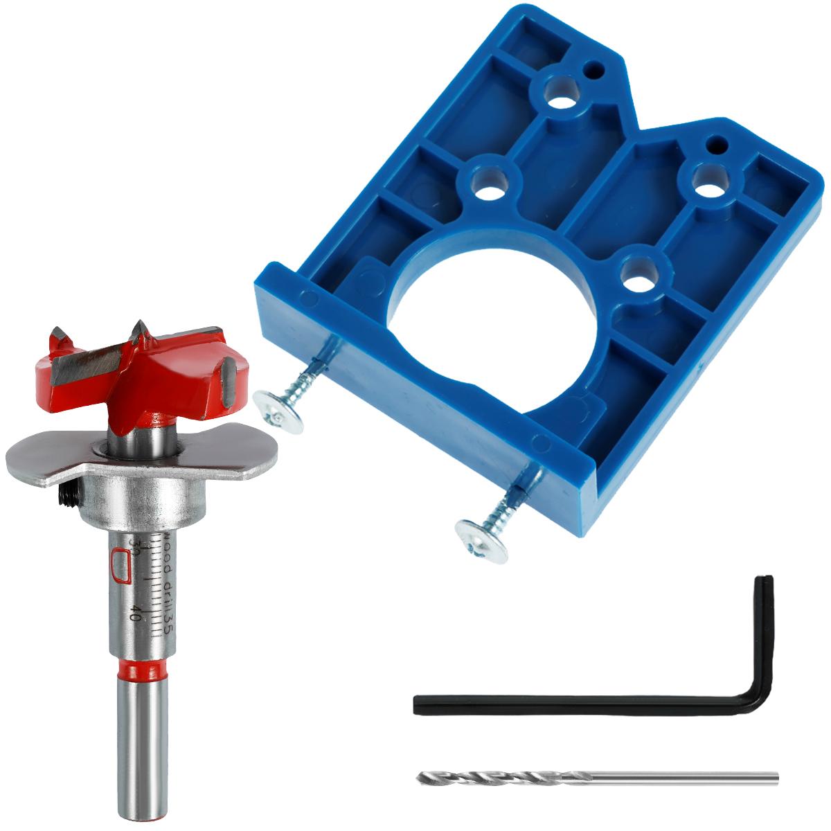 

35 мм скрытый шаблон для дверных петель, локатор для открывания дверных петель с винтовым сверлом, точный шаблон для фиксирующего дюбеля, направляющая для сверления