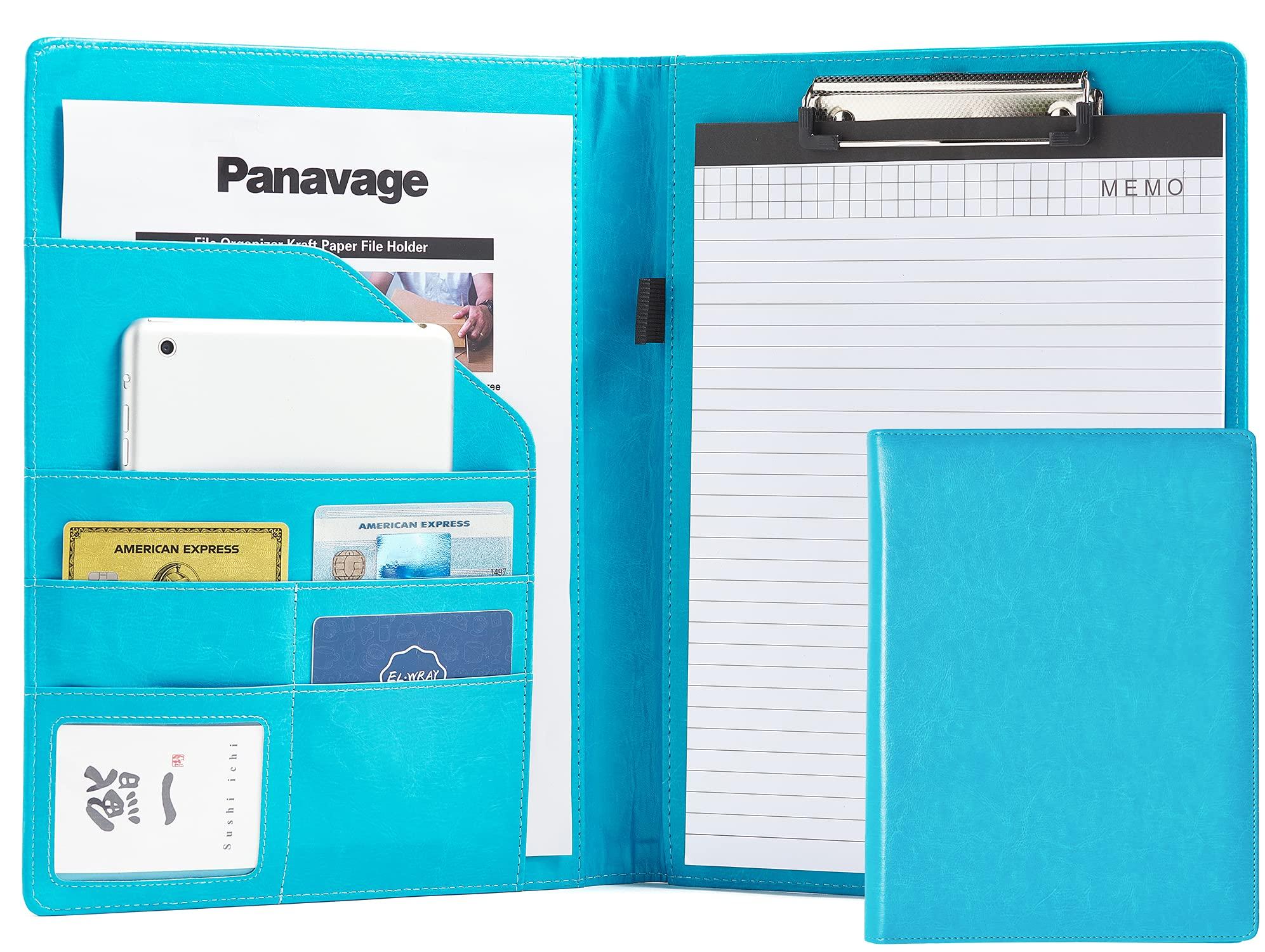 

Panavage A4 PU Leather with Pen Business Card and Notepad Clipboard, Bifold, Holder, Pockets, Holder, (Light Blue) світло-синій колір
