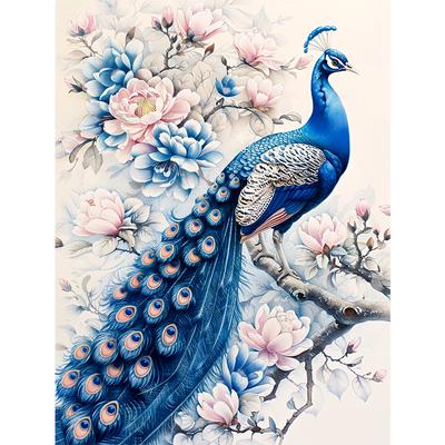5d DIY Diamond Painting Cross Stitch Animal Blue Peacock Diamond Embroidery Mosaic Full Round Drill Home Decor
