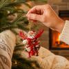 Creative Festive Home Ornaments 8/16/24/32Pcs 2D Flat Christmas Wooden Ornaments, Santa Claus Riding Bicycle Hanging Xmas Door And Window Decorations