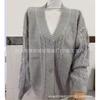 WTEMPO Women's V-Neck Cable Knit Cardigan Fall Winter Star Embroidery Button Long Sleeve Sweater, Soft Relaxed Ribbed Hem Knit Jacket