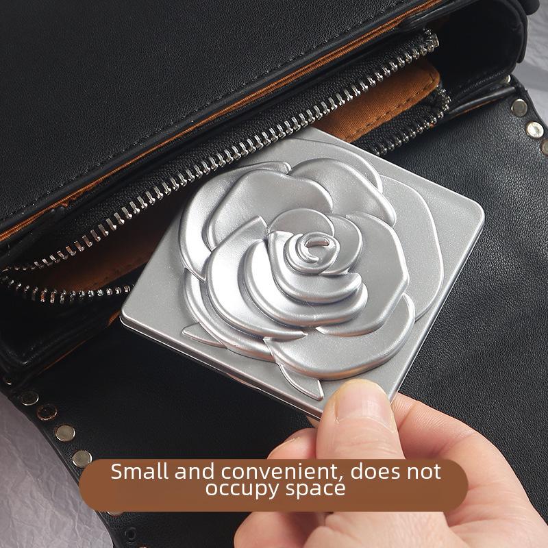 Compact Mini Square Gilded Folding Makeup Mirror with Magnification
