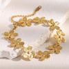 Vintage 3D Daisy Flower Bracelet Women 18K Gold Plated Titanium Steel Elegant Retro Jewelry Accessory