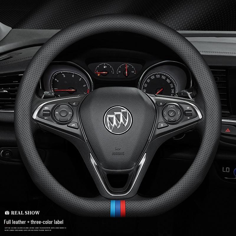 Premium Leather Steering Wheel Cover for Buick: Envision, Regal, LaCrosse, Excelle, Encore, GL6, Carbon Fiber Design