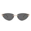 New Rimless Cat Eye Rivet Sunglasses Women 2025 Luxury Brand Oval Gradient Sun Glasses Shades Trendy Elegant Unique Eyewear