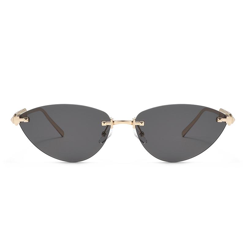 New Rimless Cat Eye Rivet Sunglasses Women 2025 Luxury Brand Oval Gradient Sun Glasses Shades Trendy Elegant Unique Eyewear