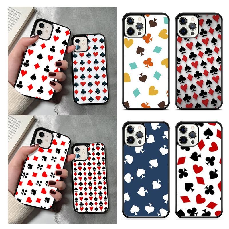 Playing Cards Suit Symbols Phone Case For iPhone 17 Air 13 12 14 15 16 Cover For Apple Pro Max 6S Plus Coque