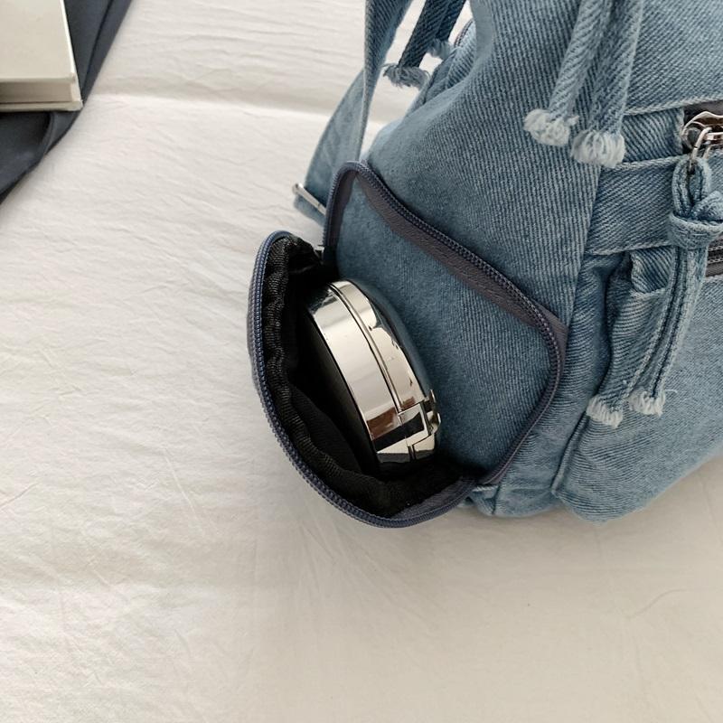 Multi Pocket Denim Crossbody Bag Adjustable Strap Large Capacity Casual Shoulder Purse for Women