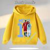 Football Star Cartoon Print Autumn/Winter Coat Messi Children's Hooded Sweatshirt Boys' Sports Shirt Girls' Casual Top