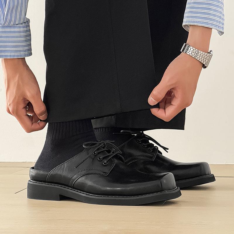 Trendy Men'S Leather Shoes Luxury Brand Designer Quality Style Casual Party Breathable And Comfortable Black Shoes Thick Soled