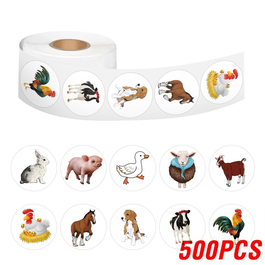 100-500pcs Cartoon Farm Animals Stickers Gift Packaging Lables Stickers Hand Account Sealing Label Reward Sticker Kids Toy
