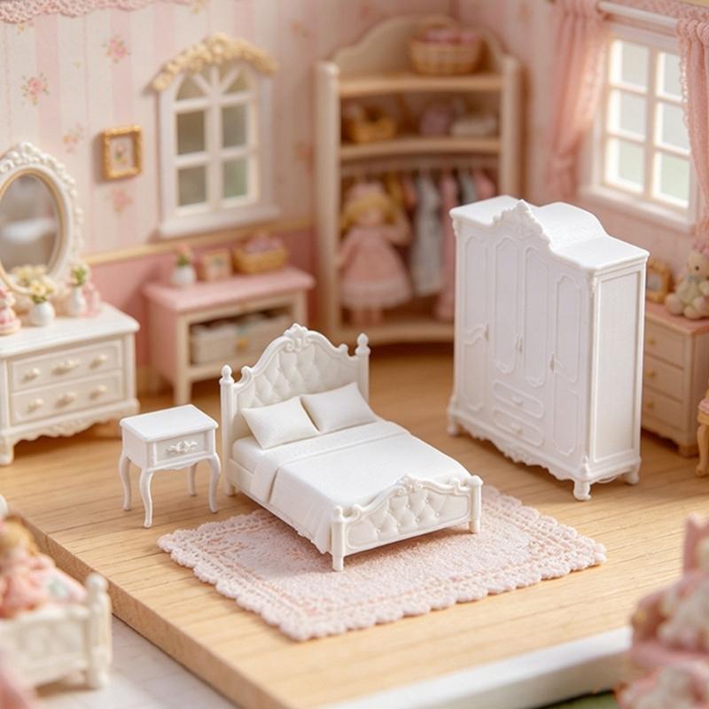 1:12 Miniature Doll House Furniture Model Furniture Decorative Accessories Miniature Dresser Sofa Bed Decoration