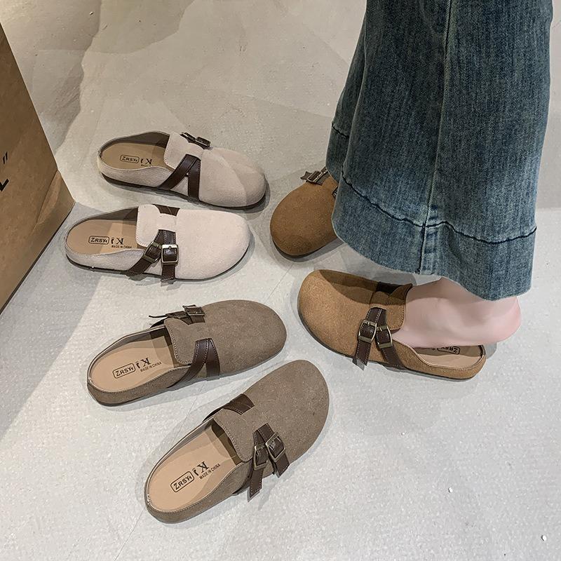 Retro style lazy bag head slippers women wear spring new soft-soled lazy half-drag versatile shoes