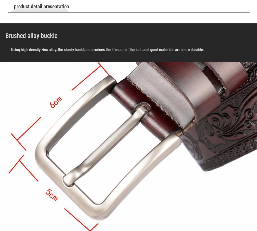 Personalized Men's Leather Belt for Jeans – Customized Carving Cowhide Belt Fashion Accessory