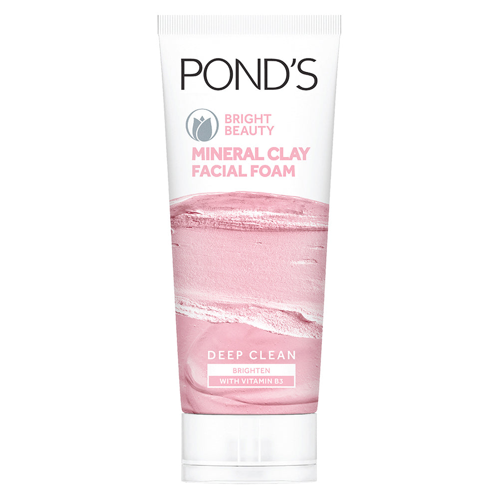 POND'S Bright Beauty Clay Face Wash 90g For Oily Skin With Vitamin B3 And Manicouagan Clay For Instant Glow And Deep Cleanse