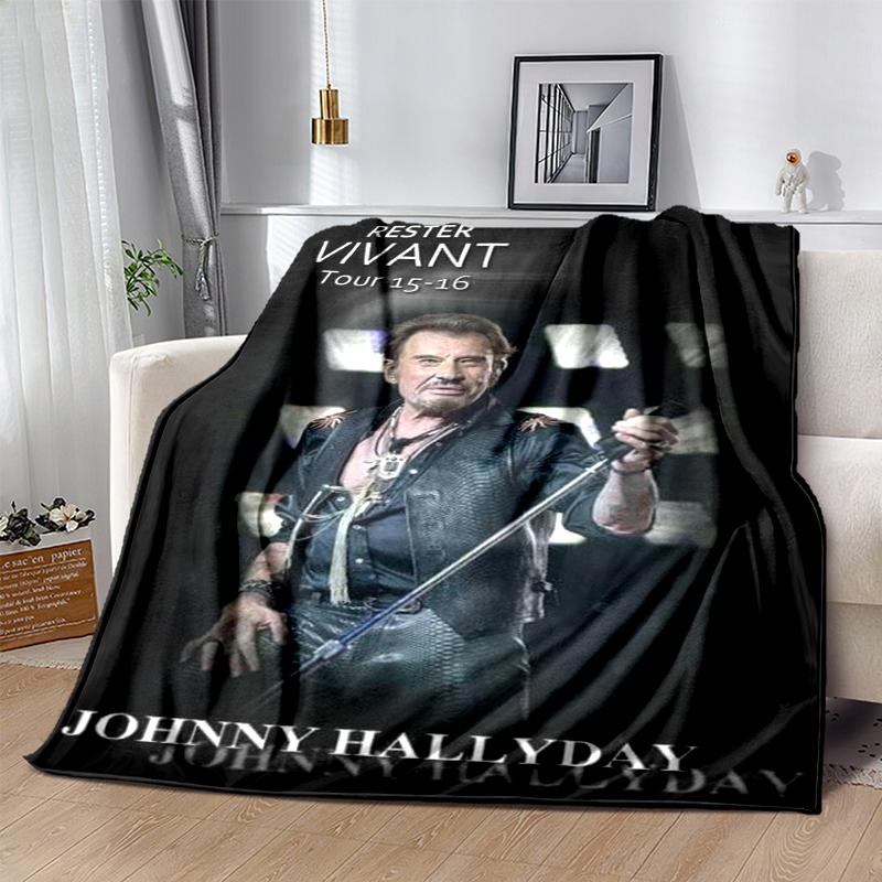 1pc RESTER VIVANT Tour 15-16 JOHNNY HALLYDAY print blanket soft bedding sofa bedroom home decor fan goods q7