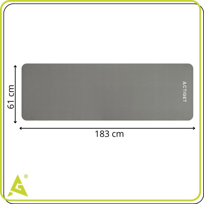 ACTIGET Yogamatte, Fitnessübung, rutschfest, 183x61 cm, Pilates-Matte, grau