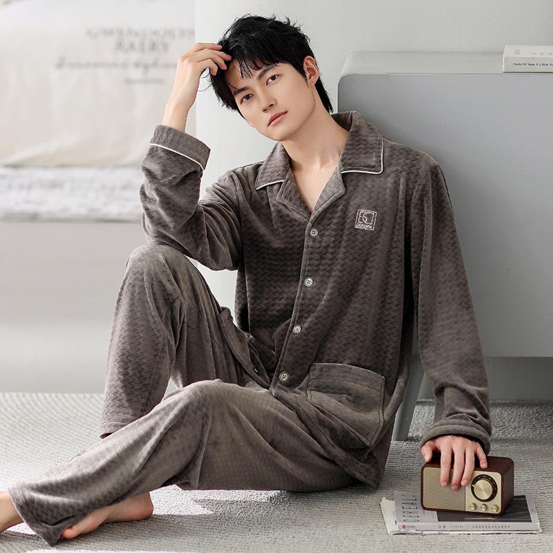 

Pajamas Men S Winter Coral Fleece Thickened Fleece Autumn And Winter Island Fleece Large Size Winter Flannel Spring And Autumn Loungewear L